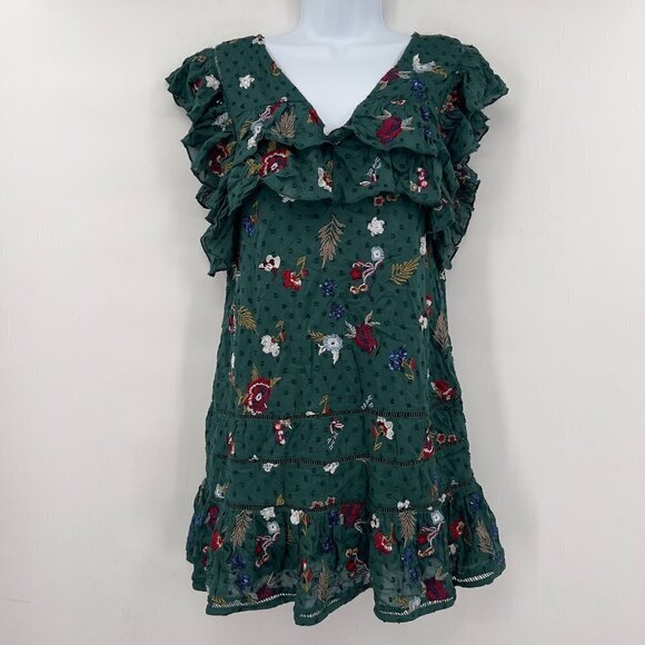 Tularosa Women's Lindsay Embroidered Floral Ruffle Mini Lined Dress - Picture 3 of 12